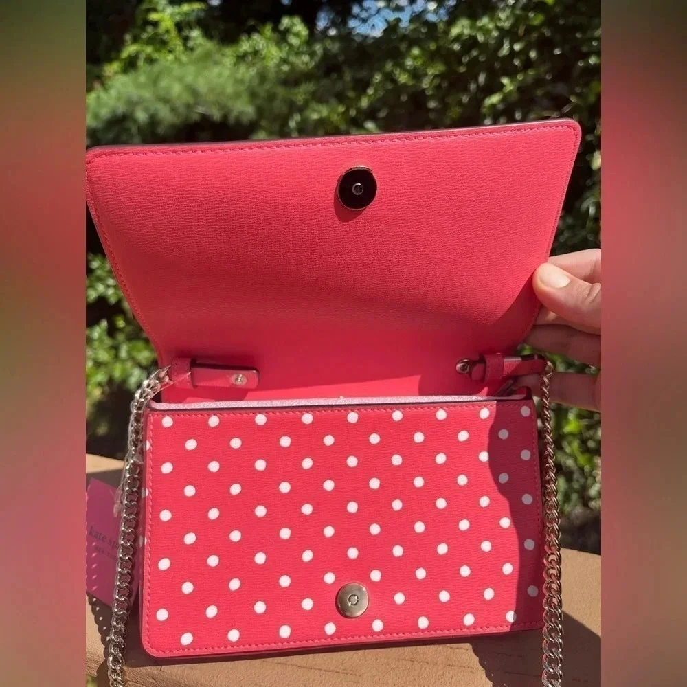 Kate Spade Red Polka Dot Saffiano Crossbody Chain Bag NWT